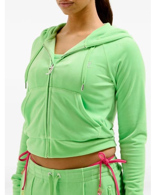 Juicy Couture Green Diamanté Velour Hoodie