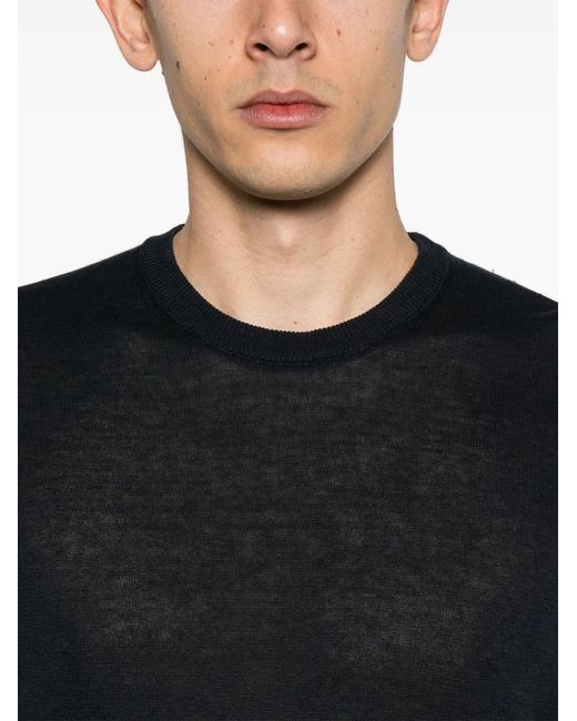 Drumohr Black Fine-Knit Sweater for men