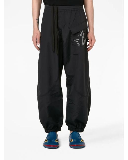 J.W. Anderson Black Logo Embroidered Nylon Track Pants