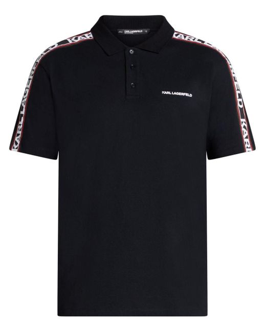 Karl Lagerfeld Black Logo-tape Cotton Polo Shirt for men