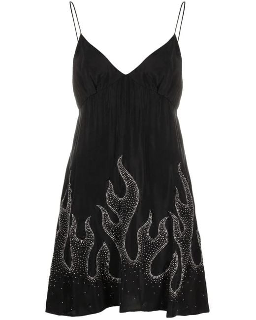 Palm Angels Black Flame-print Minidress