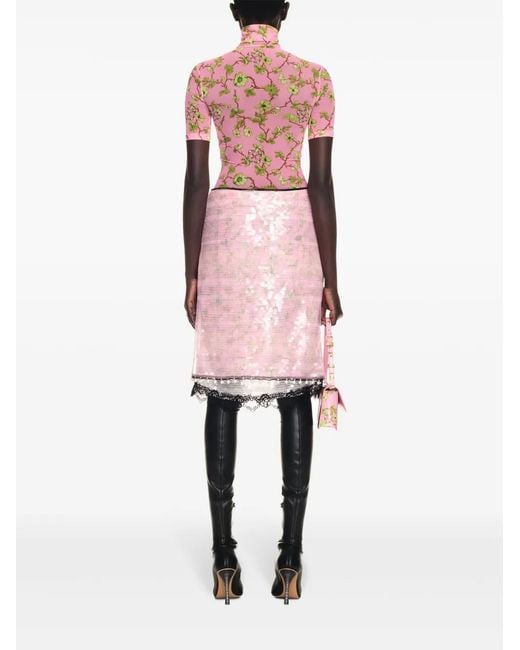 Off-White c/o Virgil Abloh Pink Ramage Sequined Midi Skirt