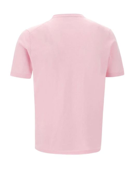 Kangra Men's Pink Ribbed Crew-Neck T-Shirt short sleeve t-shirts
