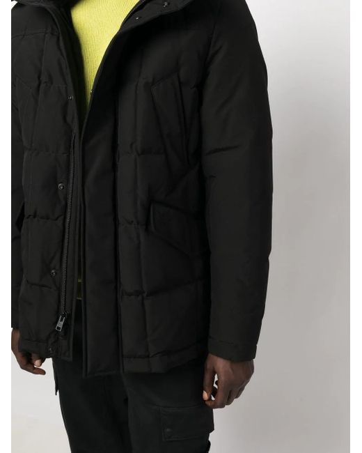 Woolrich Black Hooded Feather Down Coat for men