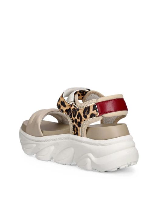 Liu Jo White Leopard-Print Chunky-Sole Sandals