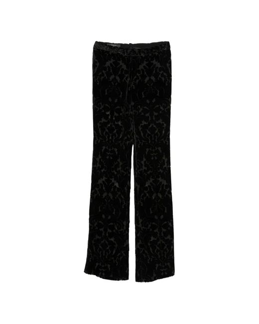 Gucci Black Gg Damask-Pattern Velvet Trousers