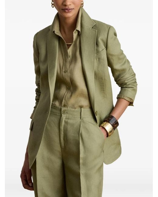 Ralph Lauren Green Single-Button Twill Blazer
