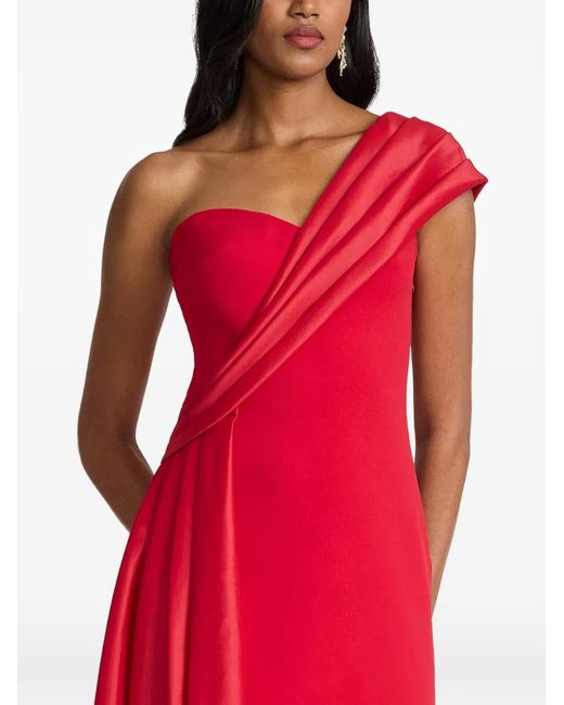 Tadashi Shoji Red One-Shoulder Draped Dress