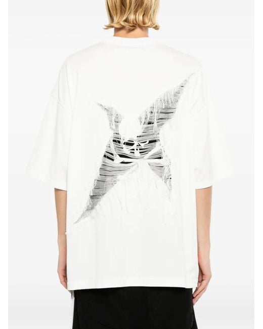 MASTERMIND WORLD White Distressed Ribbed T-Shirt for men