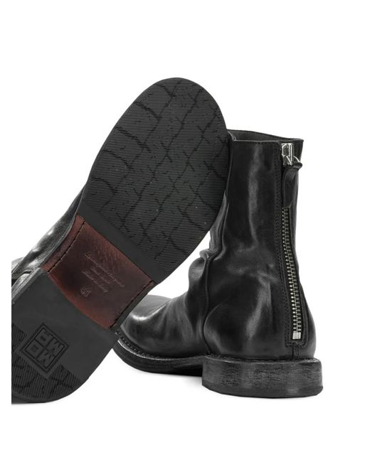 Moma Black Rear-Zip Leather Boots for men