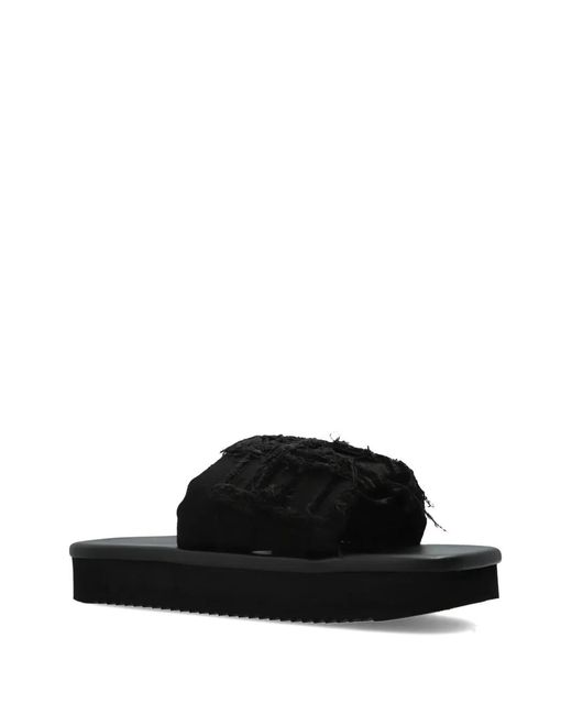 Rick Owens Black Twisted Platform-Sole Slides for men
