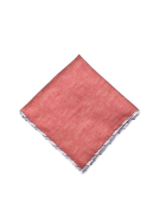 Brunello Cucinelli Pink Border-Detail Pocket Square for men
