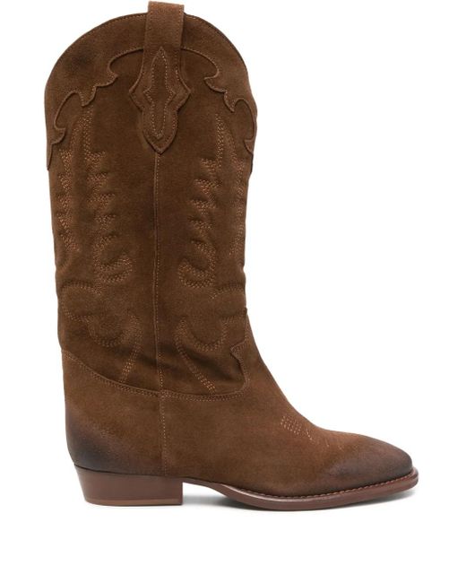 GISÉL MOIRÉ Brown Guatemala Knee-High Boots