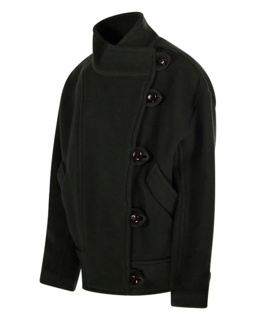 Isabel Marant Black Hanis High-Neck Buttoned Coat