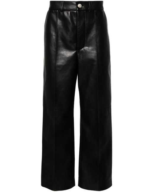 Nanushka Black Dax Faux-leather Wide-leg Trousers for men