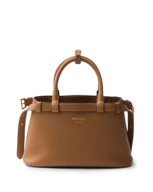 Prada Brown Small Belted Leather Two-way Bag