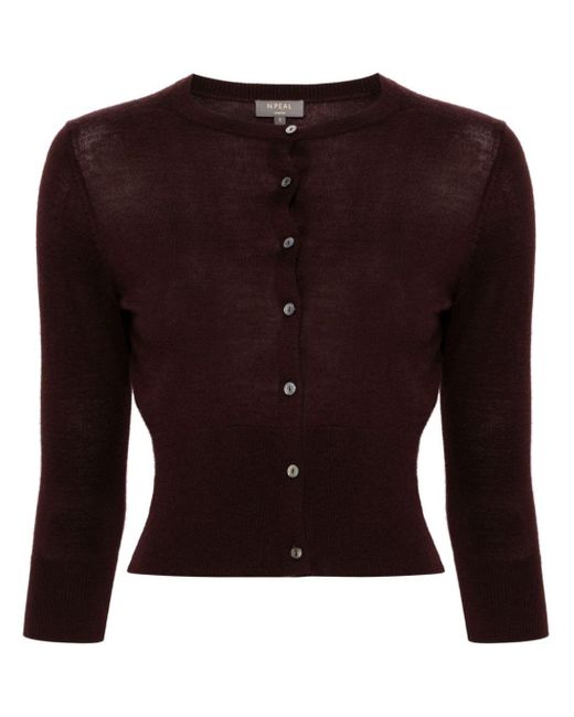N.Peal Cashmere Black Cropped-Cardigan