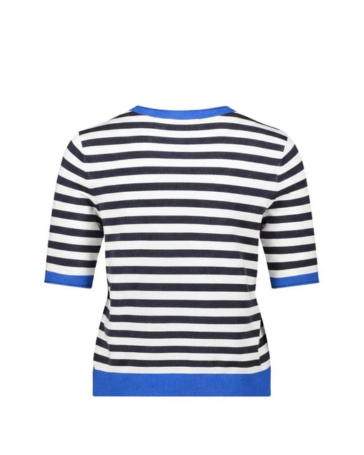Betty Barclay Blue Striped Short-Sleeve Sweater