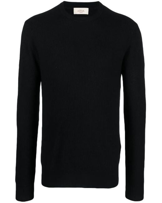 Altea Black Cew-Neck Virgin-Wool Jumper for men