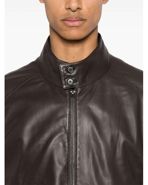 Boss Black Zip-up Leather Jacket for men