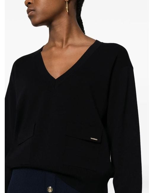 Sandro Black V-Neck Sweatshirt