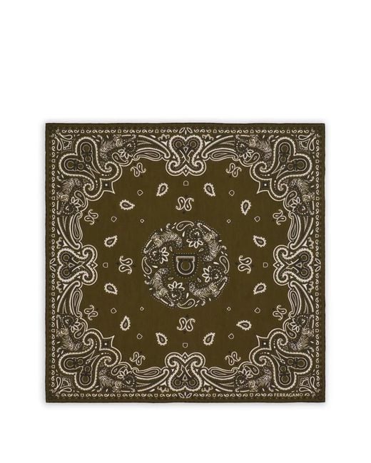 Ferragamo Metallic Paisley Tiger-Print Scarf for men
