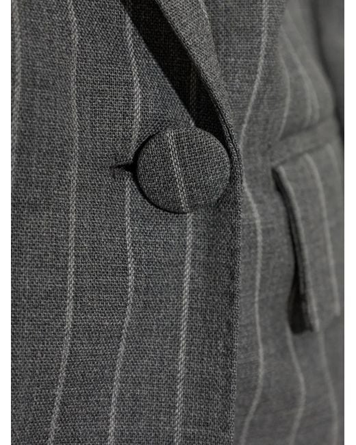 Valentino Garavani Gray Double-Breasted Pinstripe Blazer