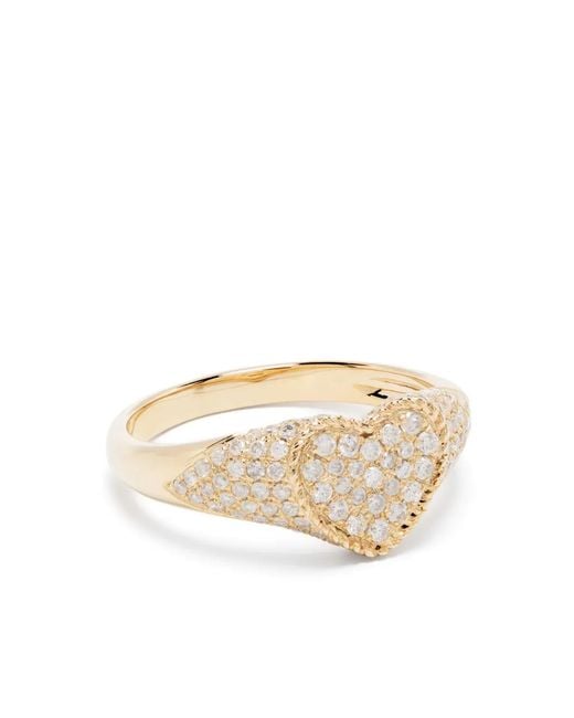 Yvonne Léon Natural 9Kt Baby Chevalier Coeur Diamond Signet Ring