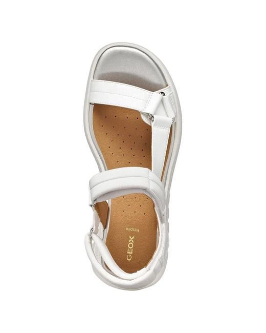 Geox White Touch-Strap Platform Sandals