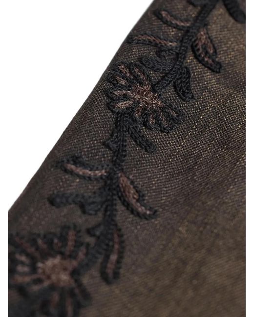 RRL Black Floral-Embroidery Flared Jeans