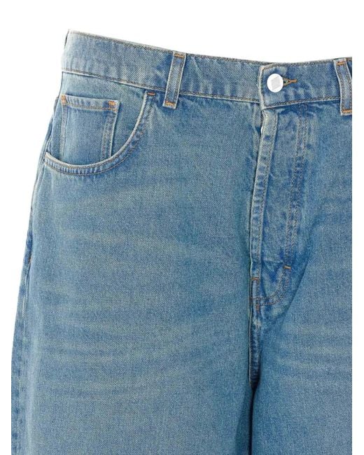 AMISH Blue Huge Hurricane Patch Jeans for men