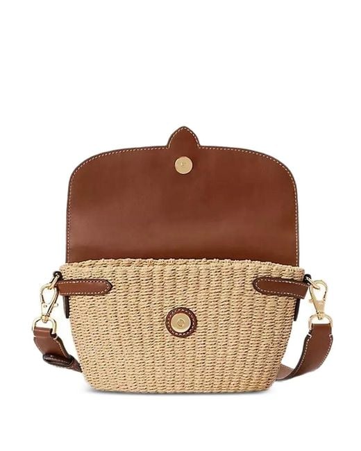 Ralph Lauren Brown Lynden Buckle Textured Tote Bag