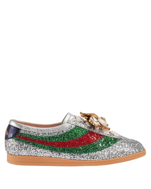 Gucci Gray Falacer Glitter Sneakers