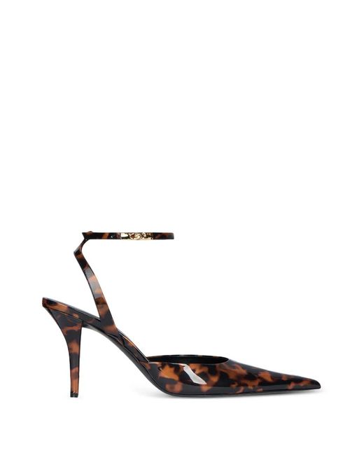 Balmain White Printed Patent Leather Strappy Courts