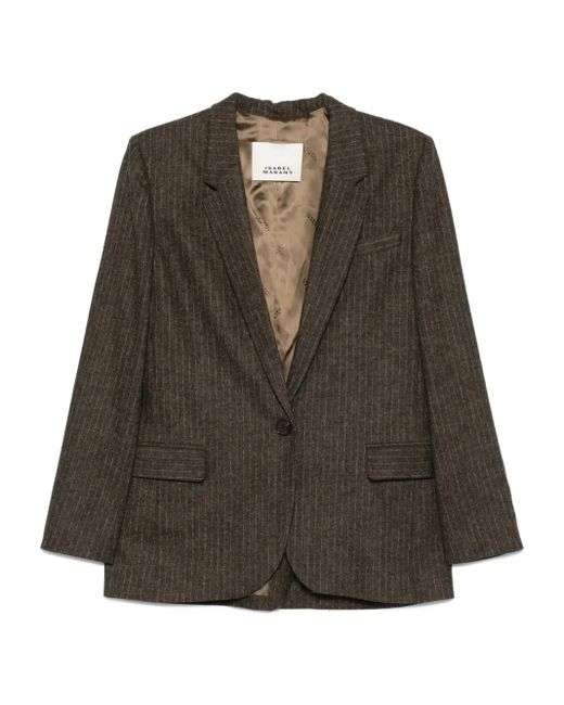 Isabel Marant Green Pinstripe Single-Breasted Blazer