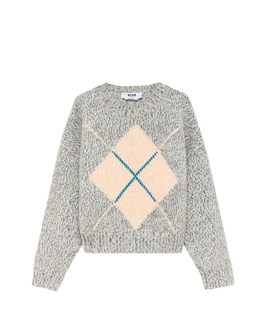 MSGM Pullover Mit Argyle-Muster in White für Herren