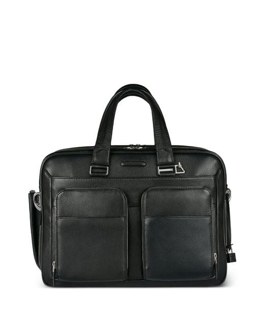Piquadro Black Expandable Laptop Bag for men