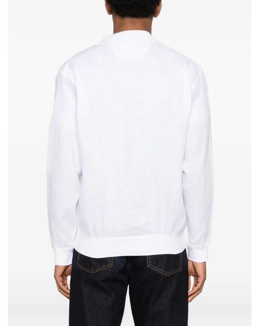 Kiton White Linen Bomber Jacket for men