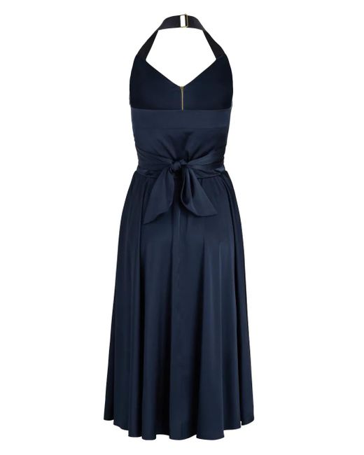 Patou Blue Halterneck Satin Midi Dress
