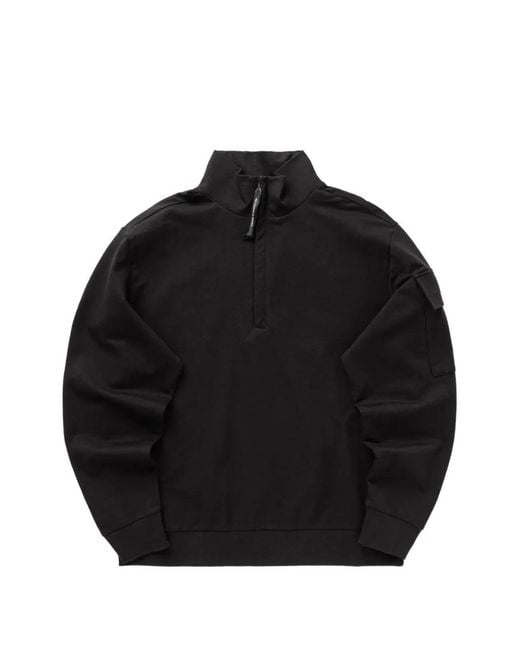 C P Company Black Pull Côtelé À Col Zippé for men