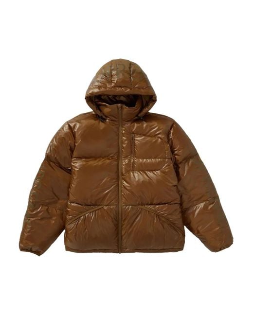 Supreme Brown Hooded Down Jacket