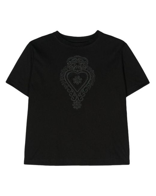 Parlor Black Corded-lace-detailing Cotton T-shirt