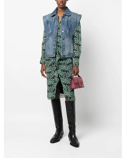 Ba&sh Blue Button-Up Denim Vest