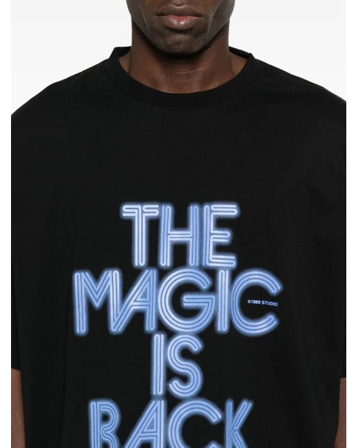 1989 STUDIO Black Slogan-Print T-Shirt for men
