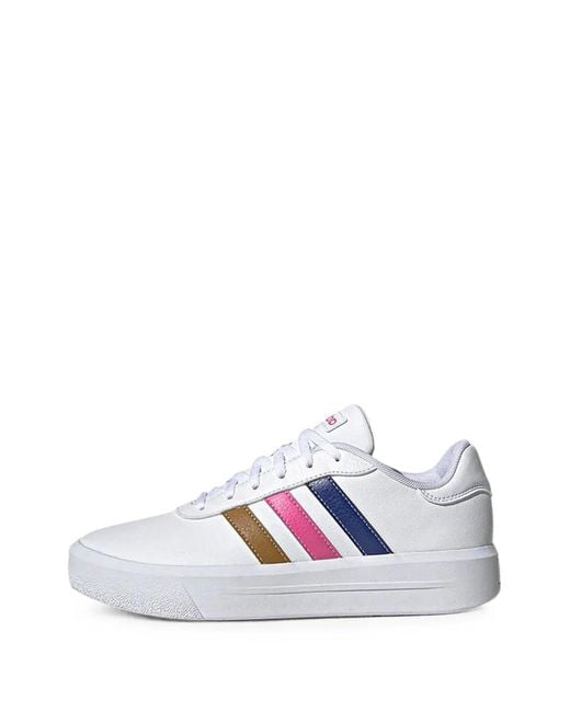 Adidas White Court Platform Stripes Sneakers