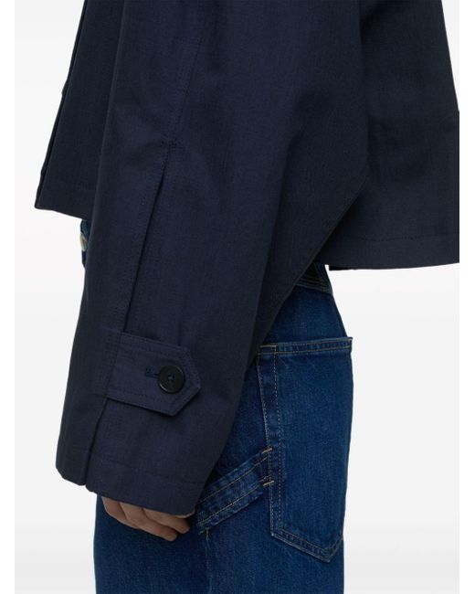 Closed Blue Double-breasted Cropped Jacket