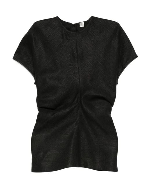 Totême Black Ruched-Waist Top