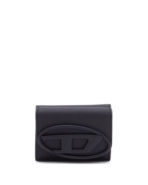 DIESEL Black Tri-fold Wallet In Matte Leather