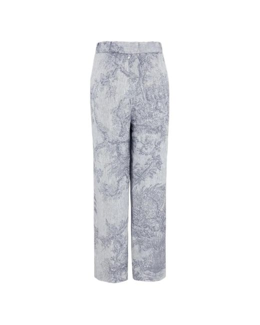 Lorena Antoniazzi Gray Drawstring Patterned Trousers