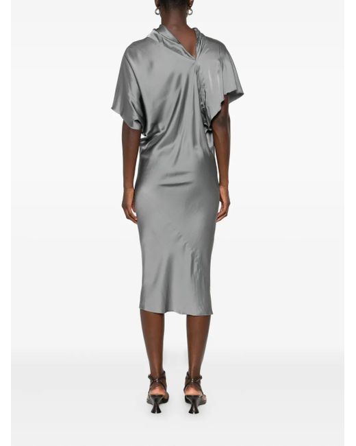 Abito Con Scollo Drappeggiato di Rick Owens in Gray